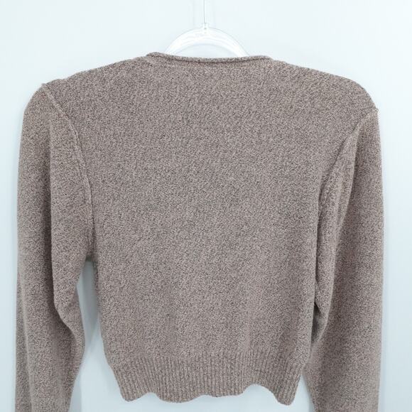 Free People Sweater Womens Medium Rose Gold Knit Wrap Cropped Metallic Shimmer - Picture 9 of 11
